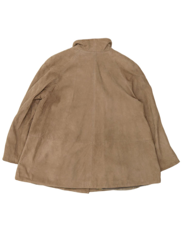 Giacca in pelle scamosciata da donna VINTAGE UK 10 piccola pelle beige
