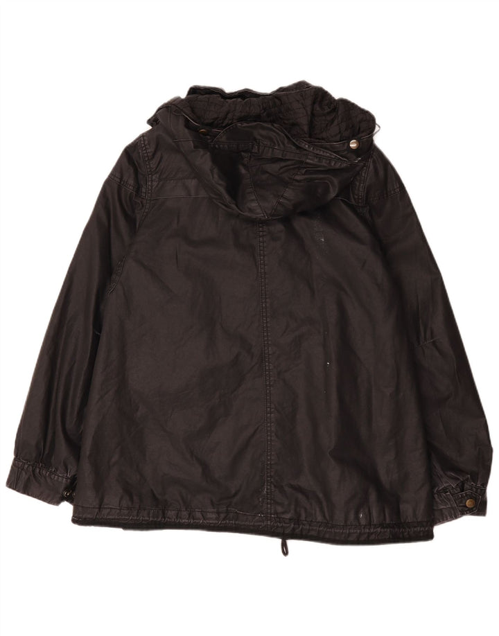 Giacca da donna Zara in cotone cerato con cappuccio UK 14 media nera
