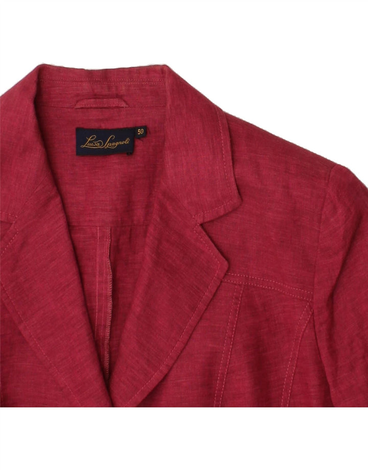 LUISA SPAGNOLI Womens Short Sleeve 3 Button Blazer Jacket IT 50 XL Red Vintage Luisa Spagnoli and Second-Hand Luisa Spagnoli from Messina Hembry 