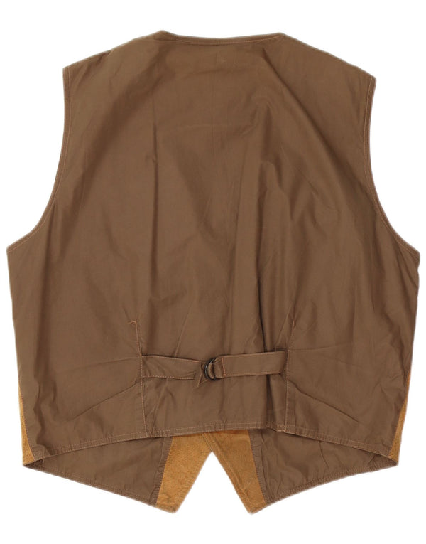 Gilet in pelle scamosciata da uomo Quiksilver XL in pelle marrone