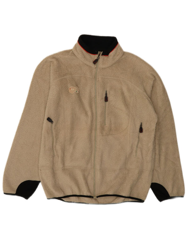 Giacca in pile da uomo Fila UK 40 Large Beige Colourblock Poliestere Sports