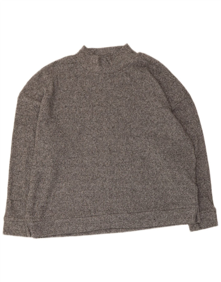 MARKS & SPENCER maglione da donna con collo alto e maglione UK 16 grande grigio screziato