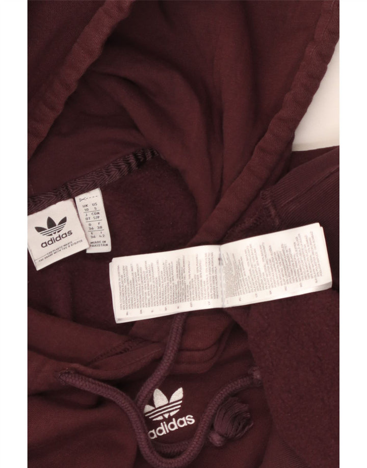 Maglione oversize con cappuccio da donna ADIDAS UK 10 piccolo in cotone bordeaux