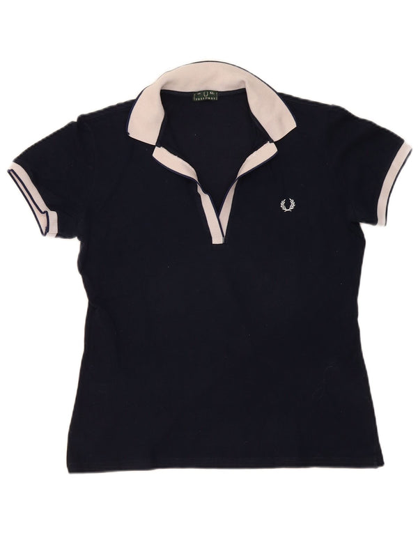 Polo da donna Fred Perry UK 18 XL Blu navy in cotone color block