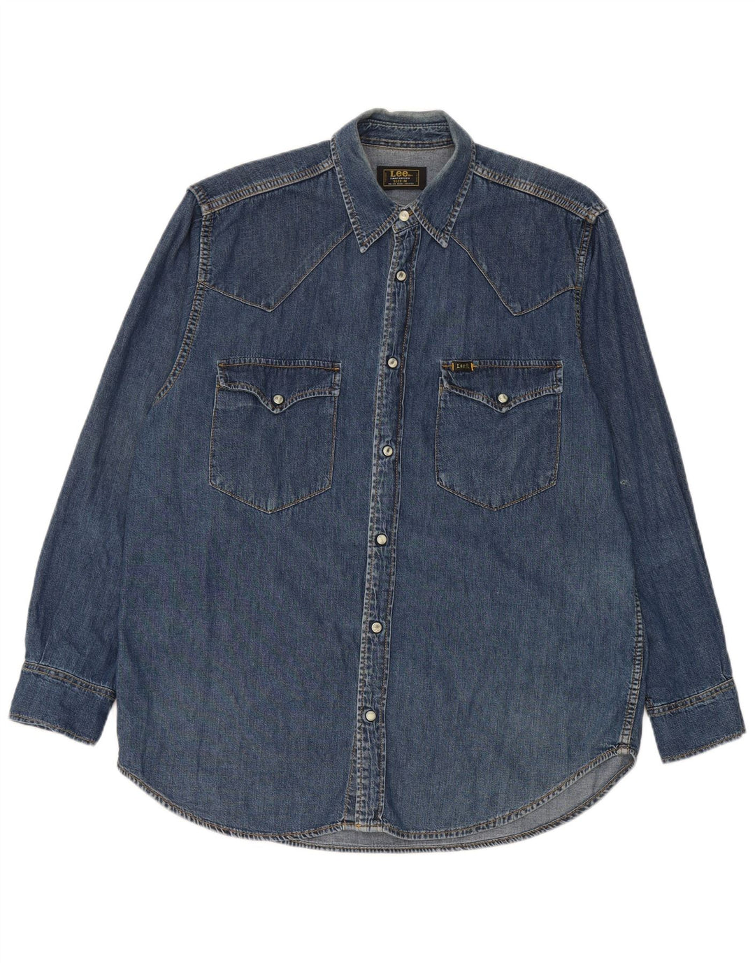 Camicia di jeans da uomo Lee in cotone blu medio