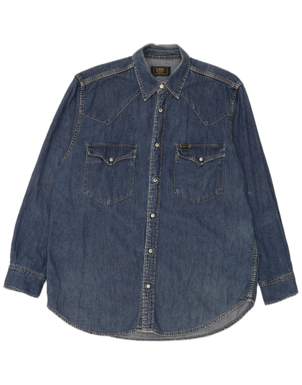 Camicia di jeans da uomo Lee in cotone blu medio