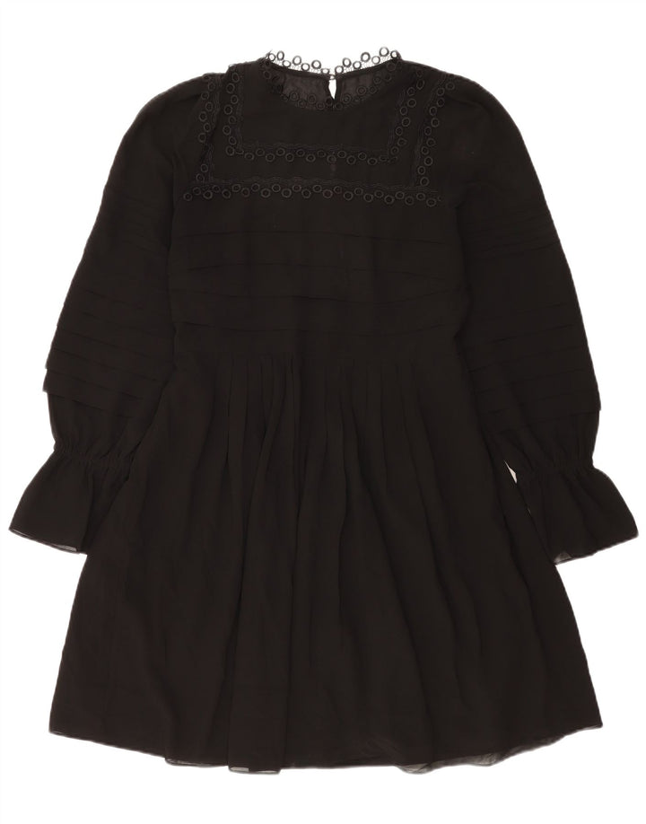 Abito a trapezio a maniche lunghe da donna Ted Baker taglia 2 piccolo in poliestere nero