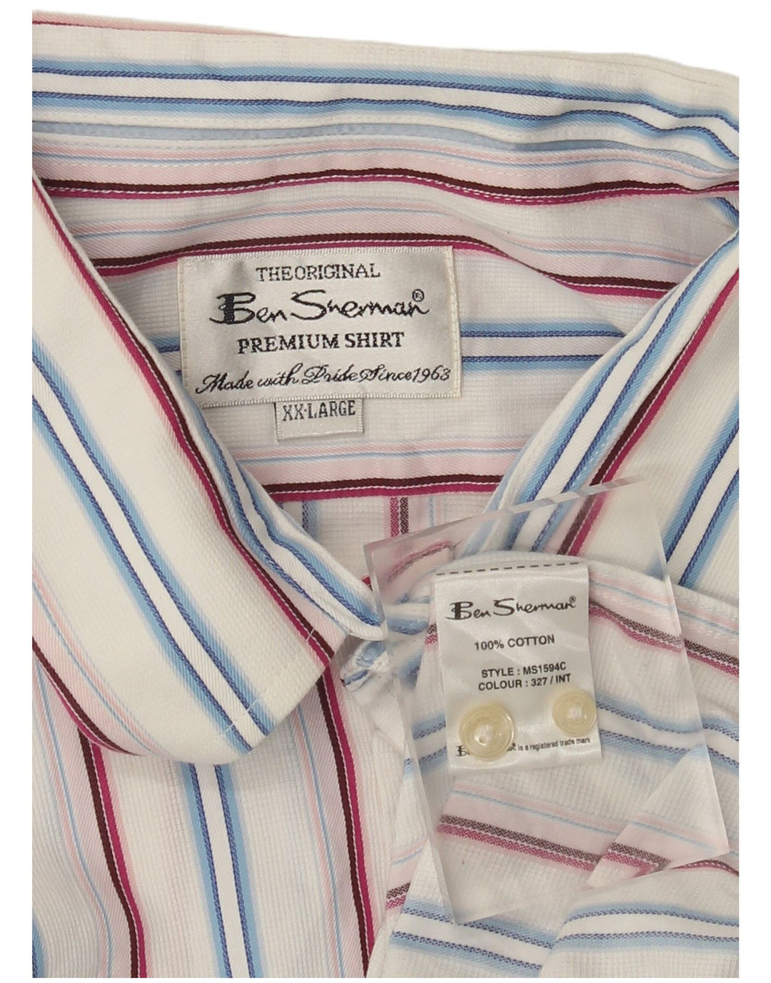 Camicia da uomo Ben Sherman 2XL cotone a righe bianche