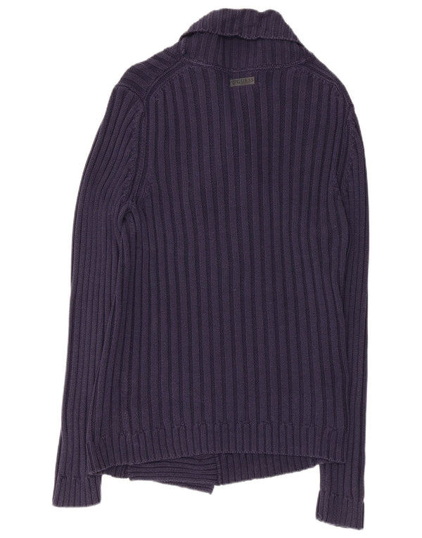 Maglione cardigan da donna GUESS UK 14 grande cotone blu navy