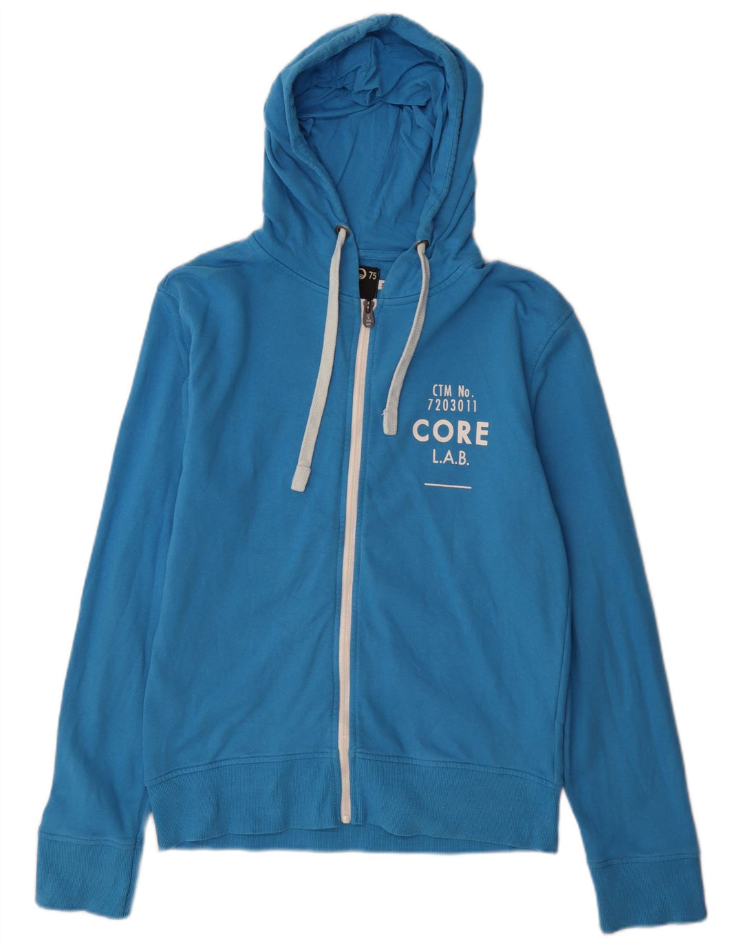 Maglione con cappuccio e zip grafica da uomo Jack & Jones in cotone blu medio