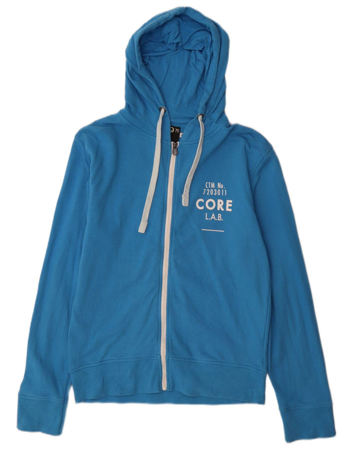 Maglione con cappuccio e zip grafica da uomo Jack & Jones in cotone blu medio