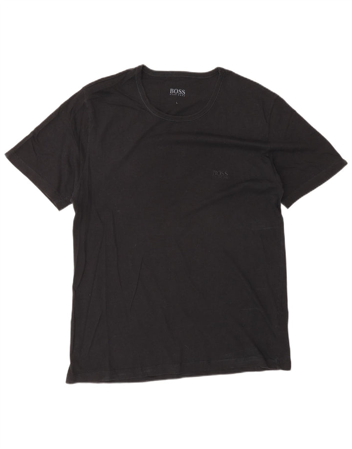 T-shirt da uomo Hugo Boss Top grande in cotone nero