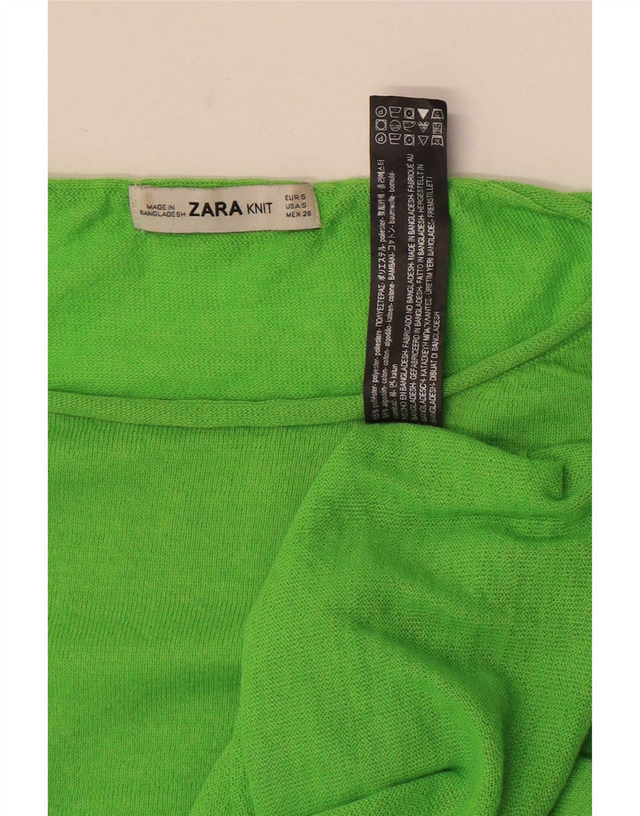 Top Zara da donna oversize a maniche lunghe UK 10 piccolo poliestere verde