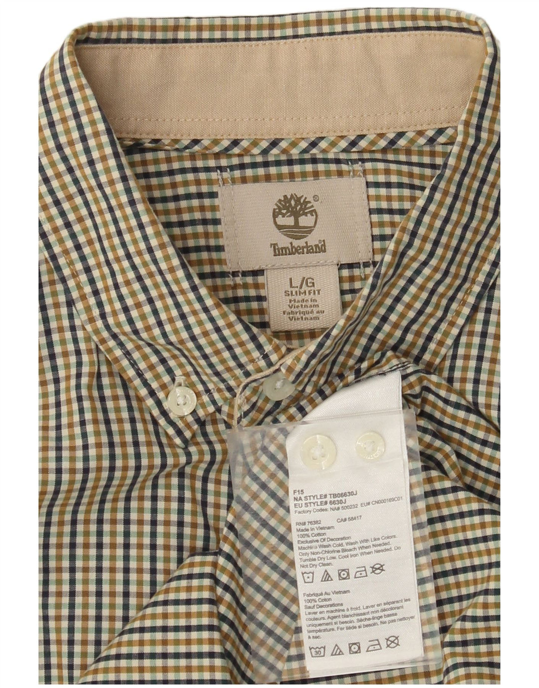 TIMBERLAND Camicia slim fit da uomo in cotone a quadri marroni grandi