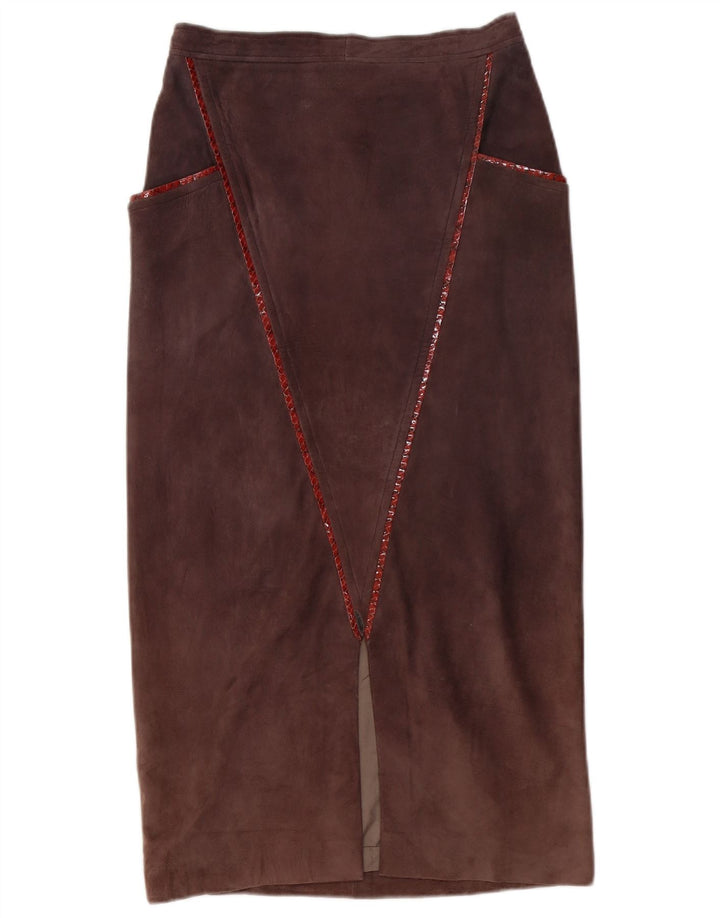 Gonna vintage in pelle scamosciata da donna media W28 viola