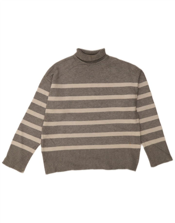 Maglione a collo alto oversize da donna Zara UK 10 piccolo grigio a righe