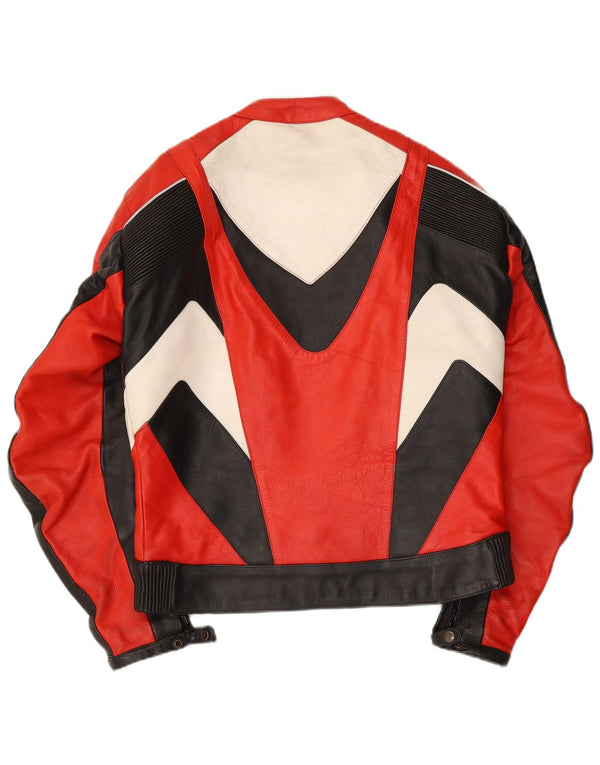 Giacca da pilota in pelle vintage da uomo UK 40 grande blocco di colori multicolore