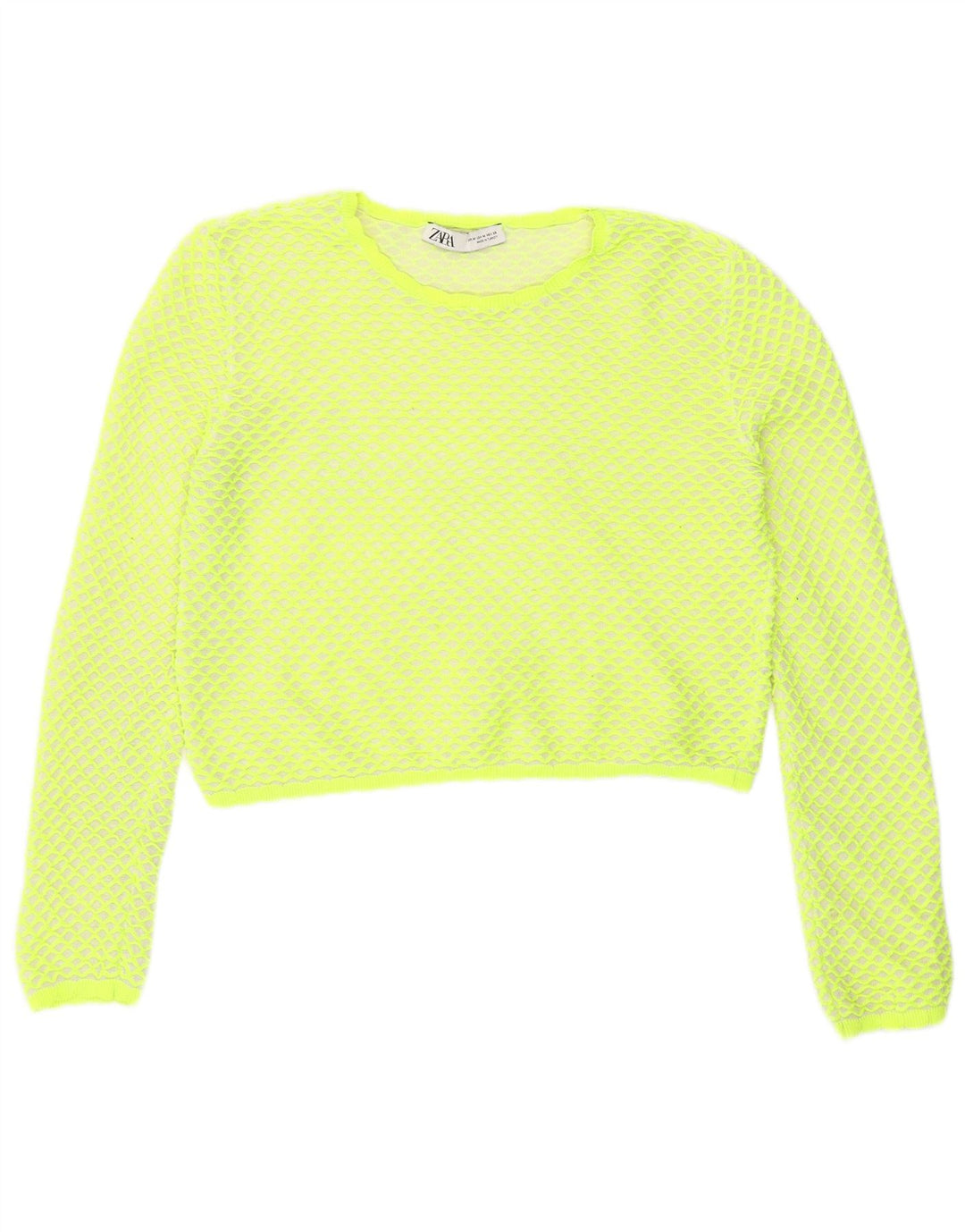 Top corto da donna Zara in camicetta UK 14 Poliestere geometrico verde medio