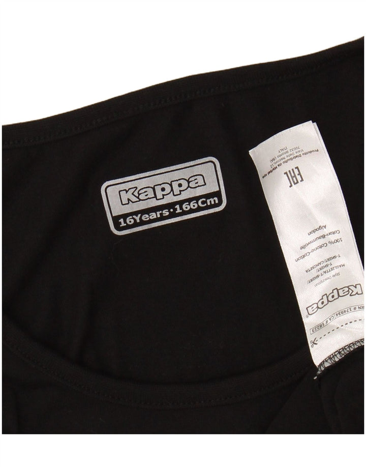 KAPPA Boys Graphic Vest Top 15-16 Years Black Cotton