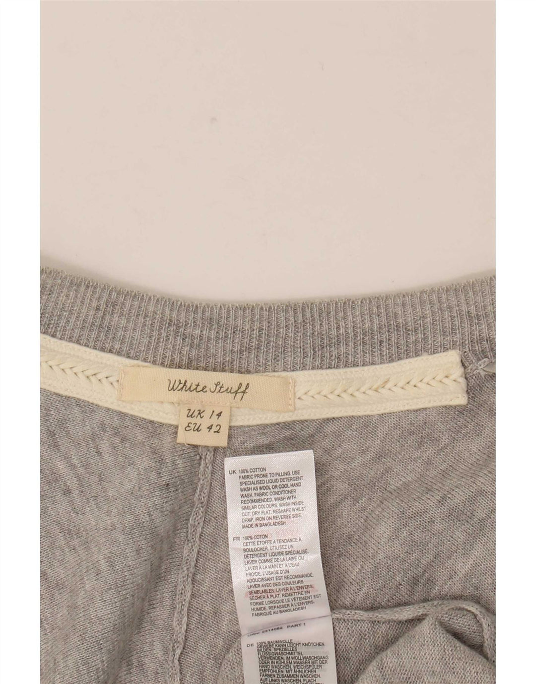 Maglione cardigan aperto con linea lunga da donna White Stuff UK 14 Grande grigio chiazzato