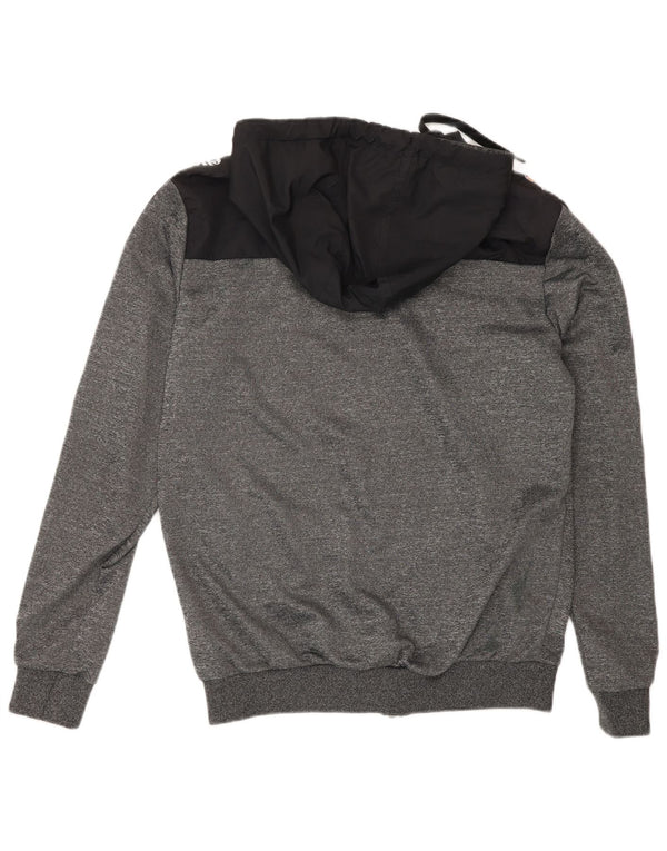 Ellesse, maglione con cappuccio e zip grafica da uomo, piccolo grigio, color block sportivo