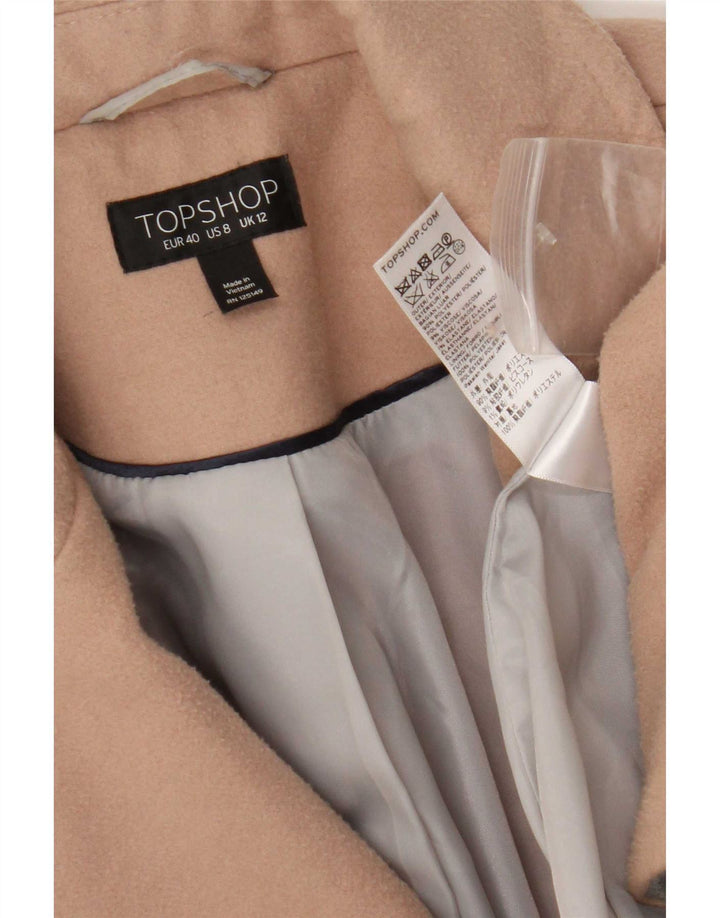 Topshop Cappotto doppiopetto da donna UK 12 Poliestere beige medio