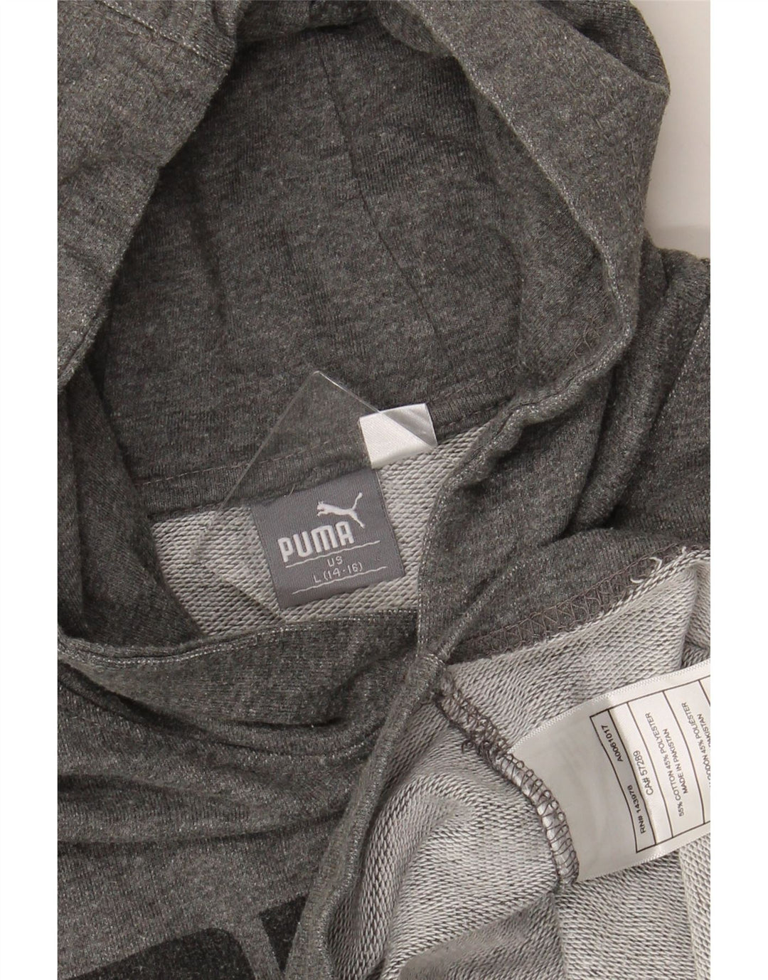 Felpa con cappuccio grafica PUMA da bambino 12-13 anni, grande, cotone grigio