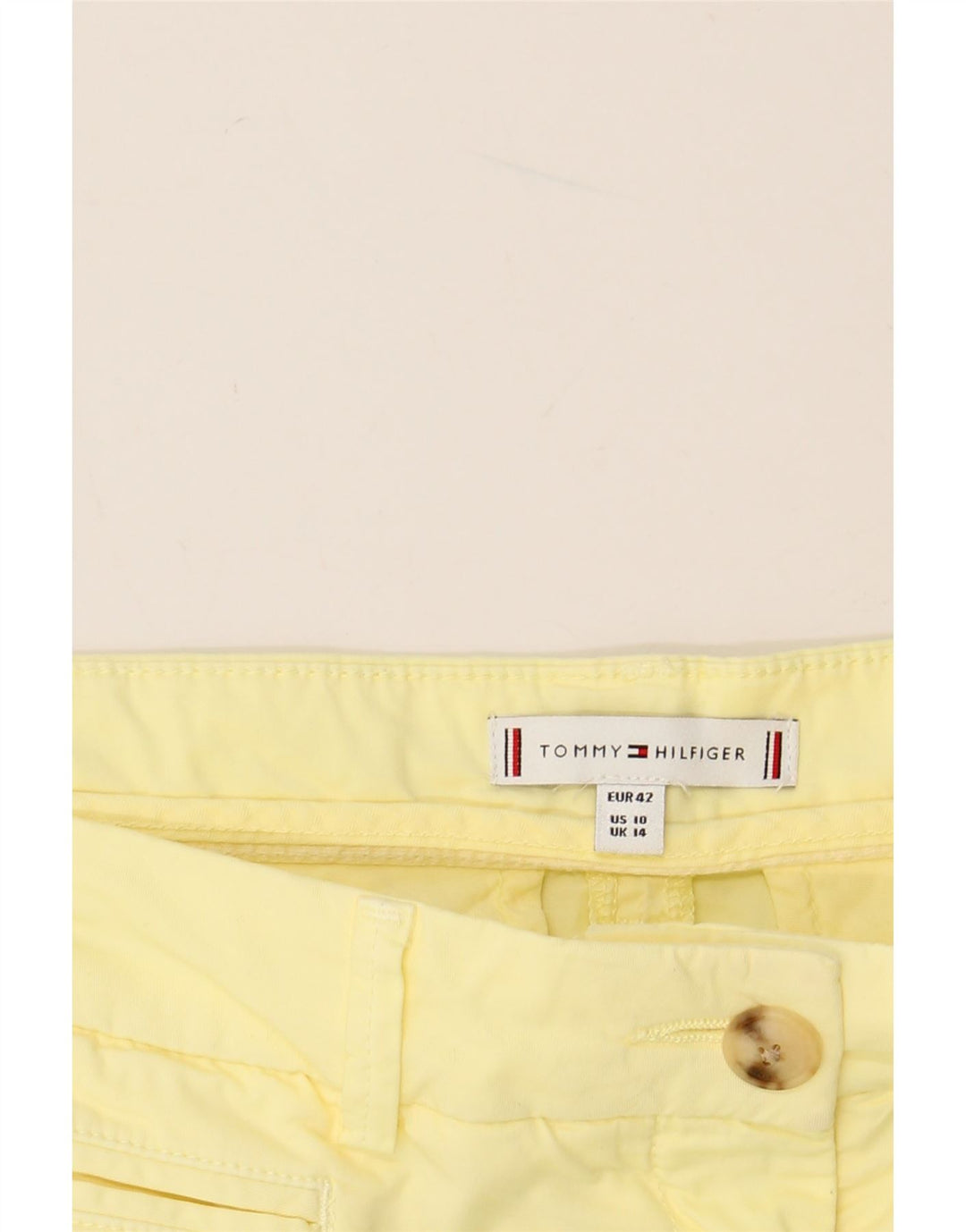 TOMMY HILFIGER Pantaloncini chino da donna UK 14 Large W34 Giallo