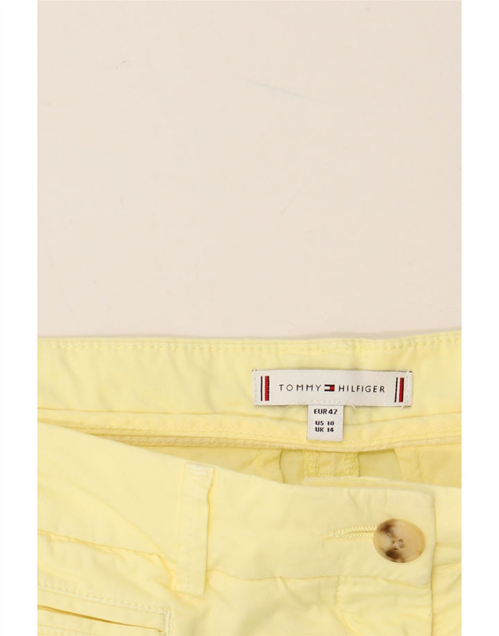 TOMMY HILFIGER Pantaloncini chino da donna UK 14 Large W34 Giallo