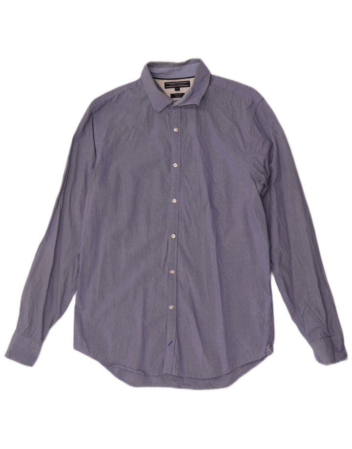 Camicia slim fit da uomo Tommy Hilfiger in cotone a quadretti blu medio