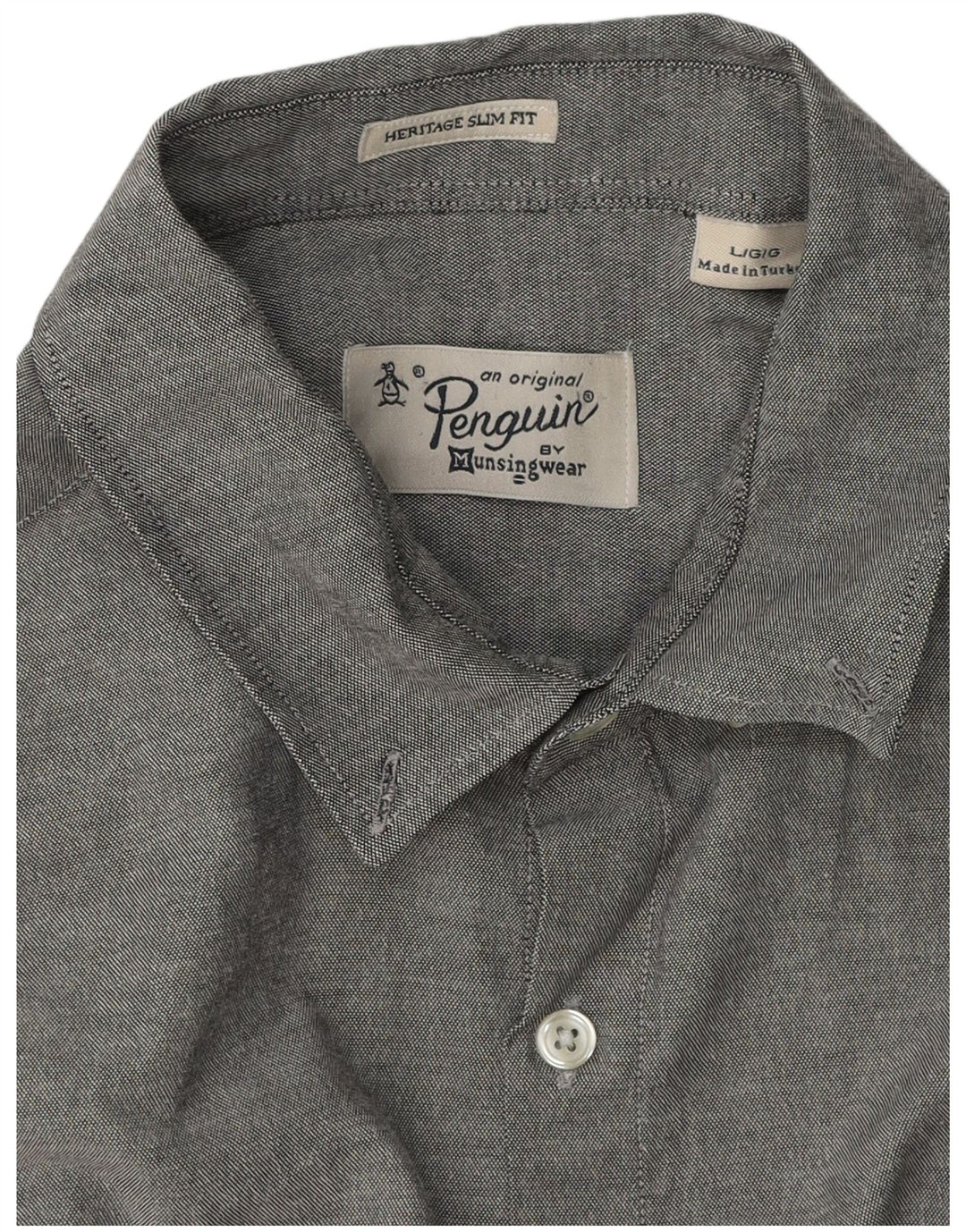 Camicia Penguin Heritage da uomo slim fit grande grigia screziata