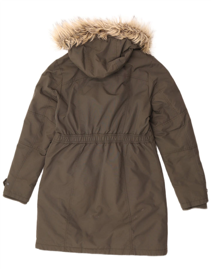 Cappotto imbottito con cappuccio da donna Fat Face UK 12 Nylon kaki medio