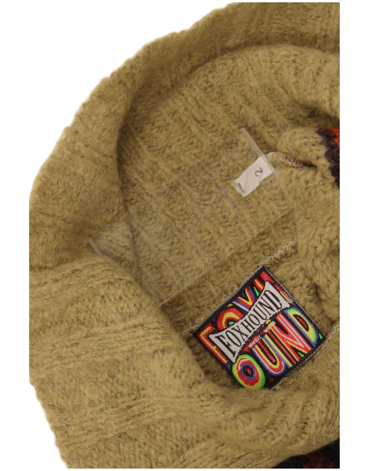 Maglione da uomo con zip e collo Foxhound in lana a righe kaki medie