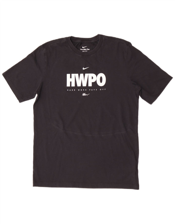 T-shirt grafica Nike Dri Fit da uomo in cotone medio nero