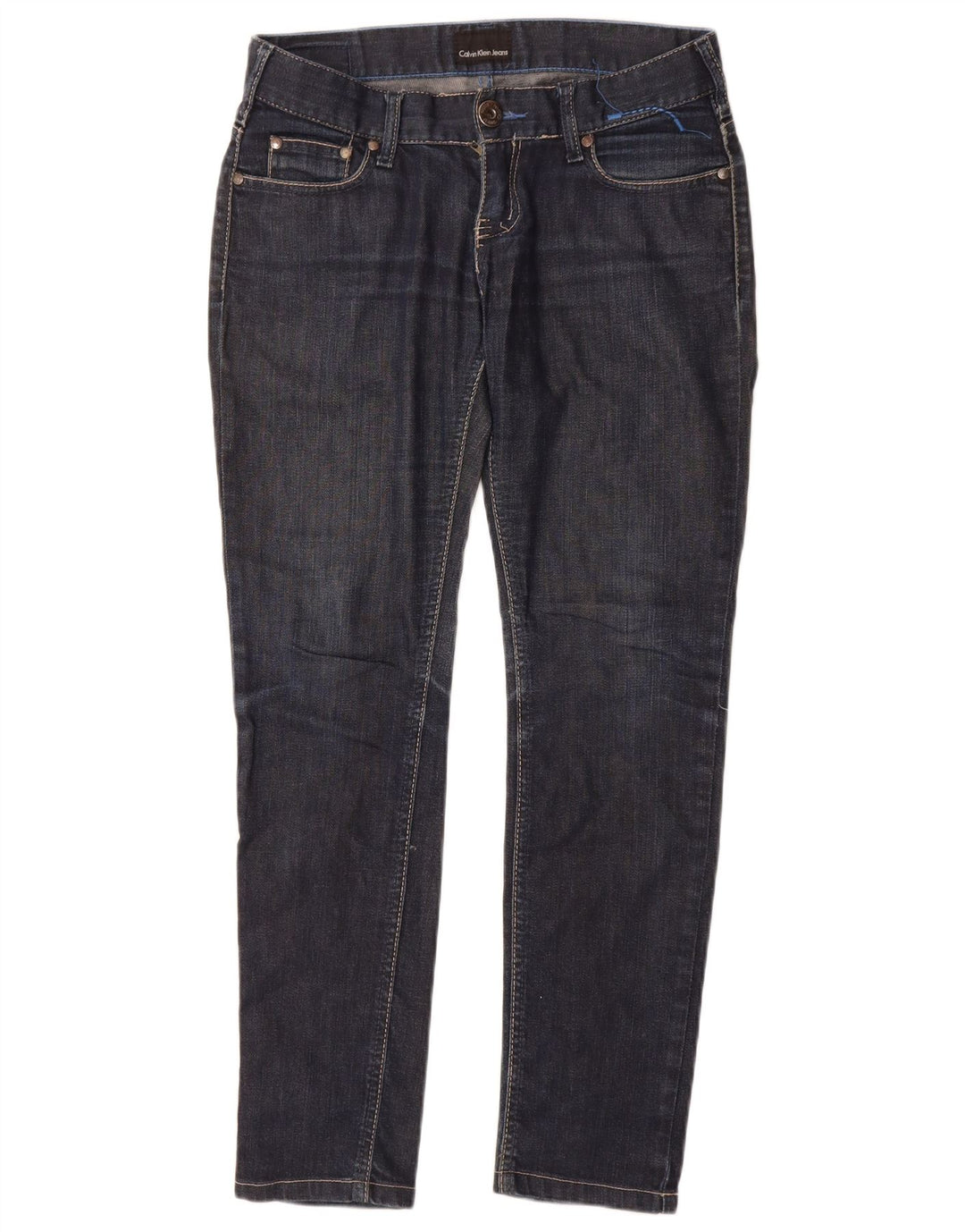 Jeans slim da donna Calvin Klein W27 L29 cotone blu navy