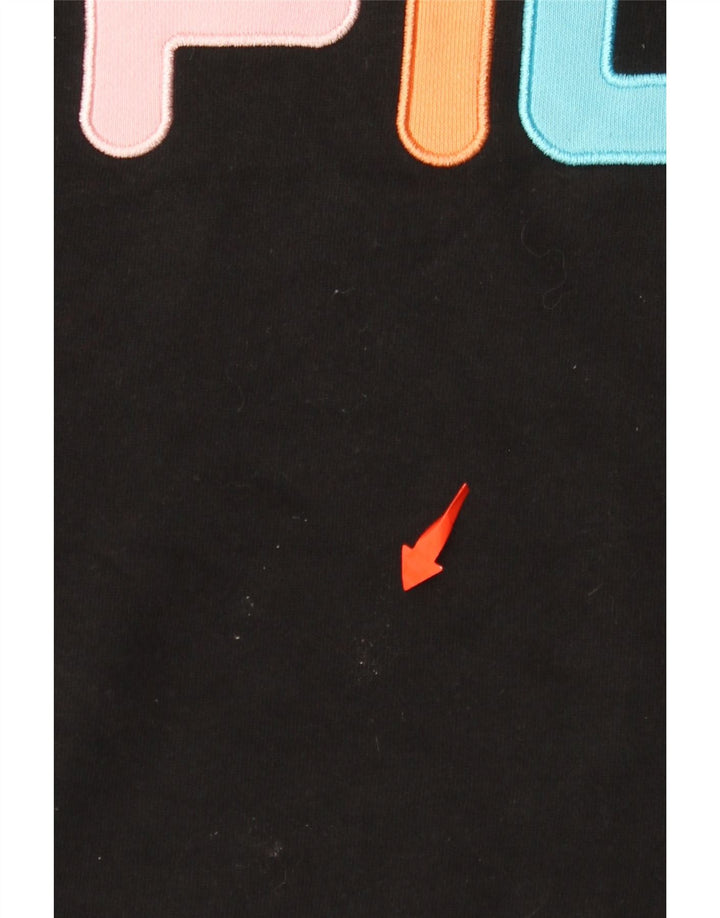 Felpa grafica da donna FILA Maglione UK 14 Cotone nero medio