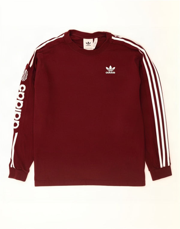 Adidas Maglietta grafica da uomo a maniche lunghe in cotone bordeaux medio
