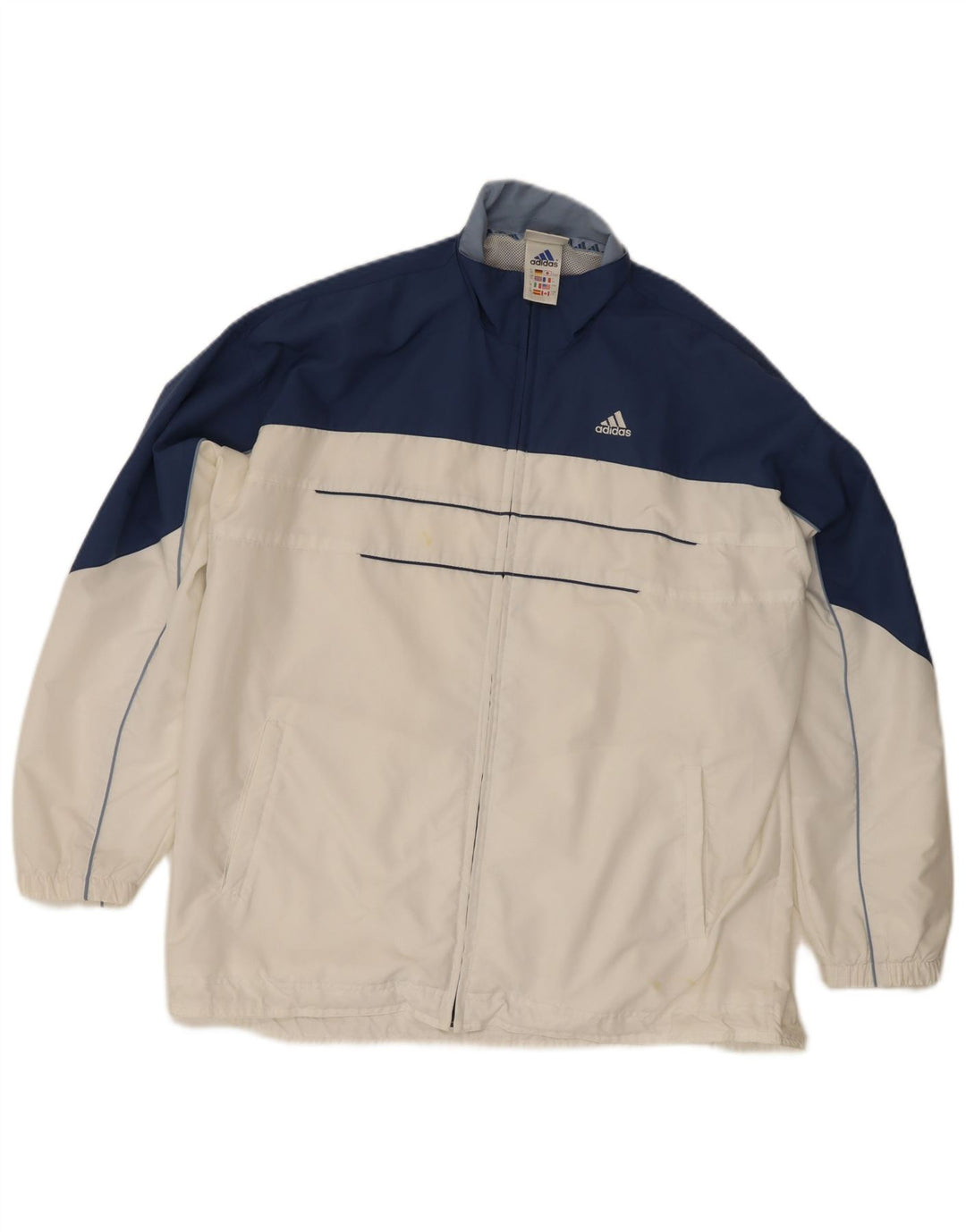 Giacca da ginnastica oversize da donna Adidas UK 16 Large White Colourblock