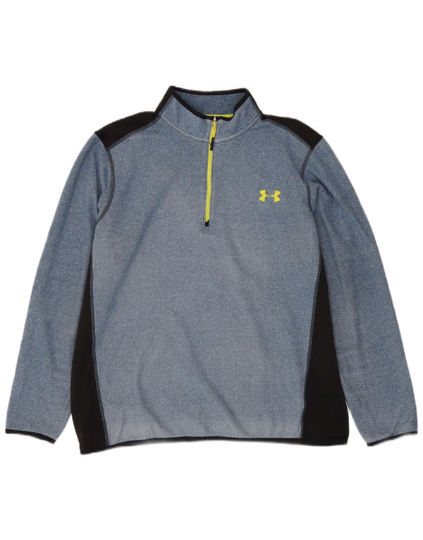 Under Armour Mens Zip Neck Sweatshirt Jumper XL Blue Colourblock Polyester