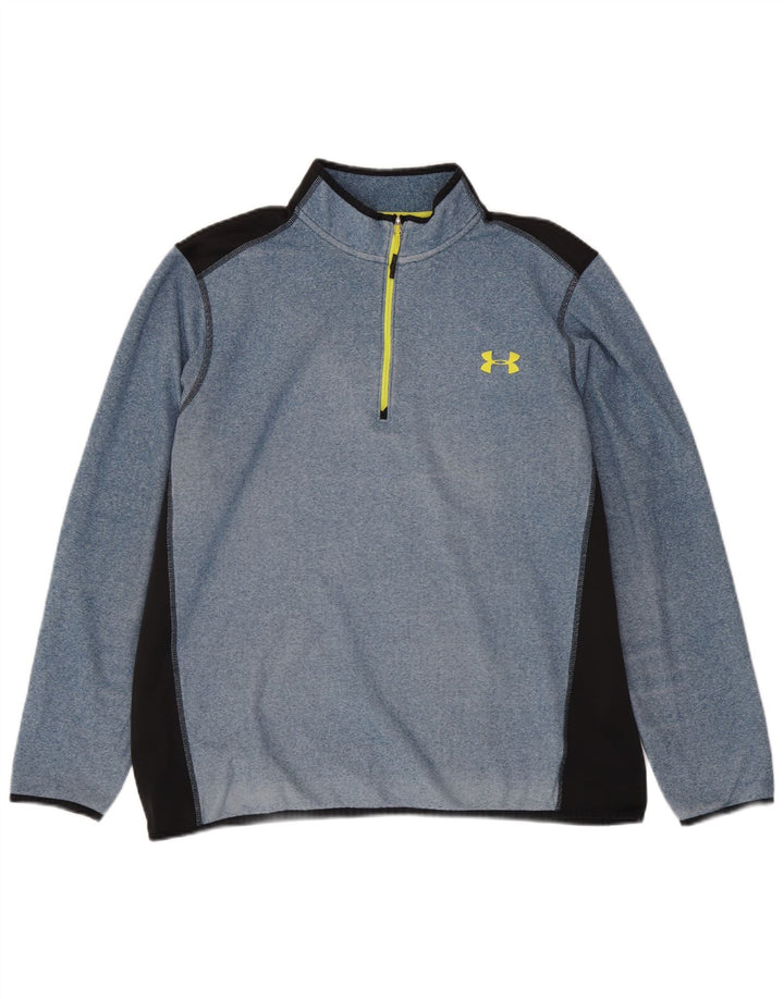 Felpa da uomo Under Armour con collo con zip, maglione XL, poliestere color block blu
