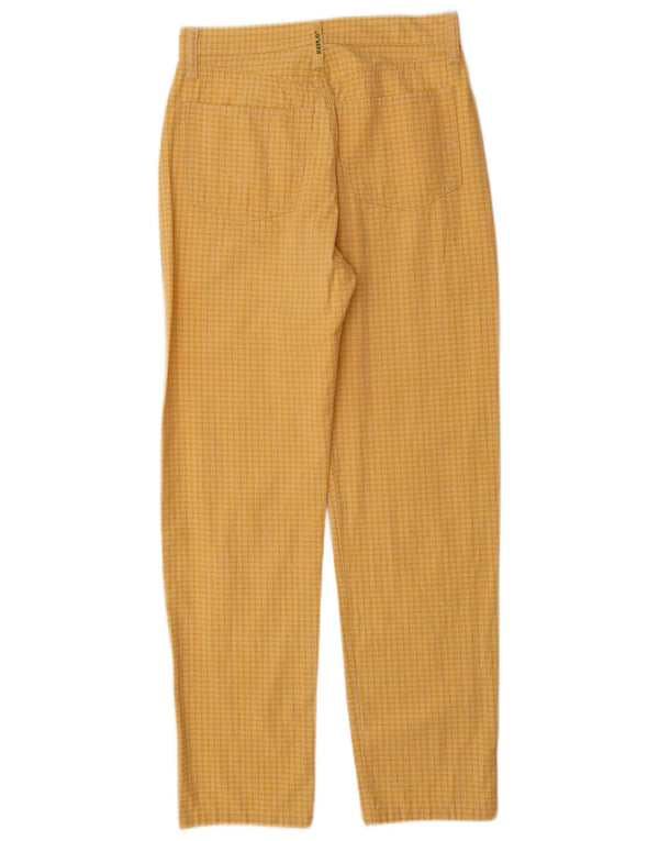 Pantaloni casual a vita alta da donna Replay W30 L30 in cotone a quadri gialli