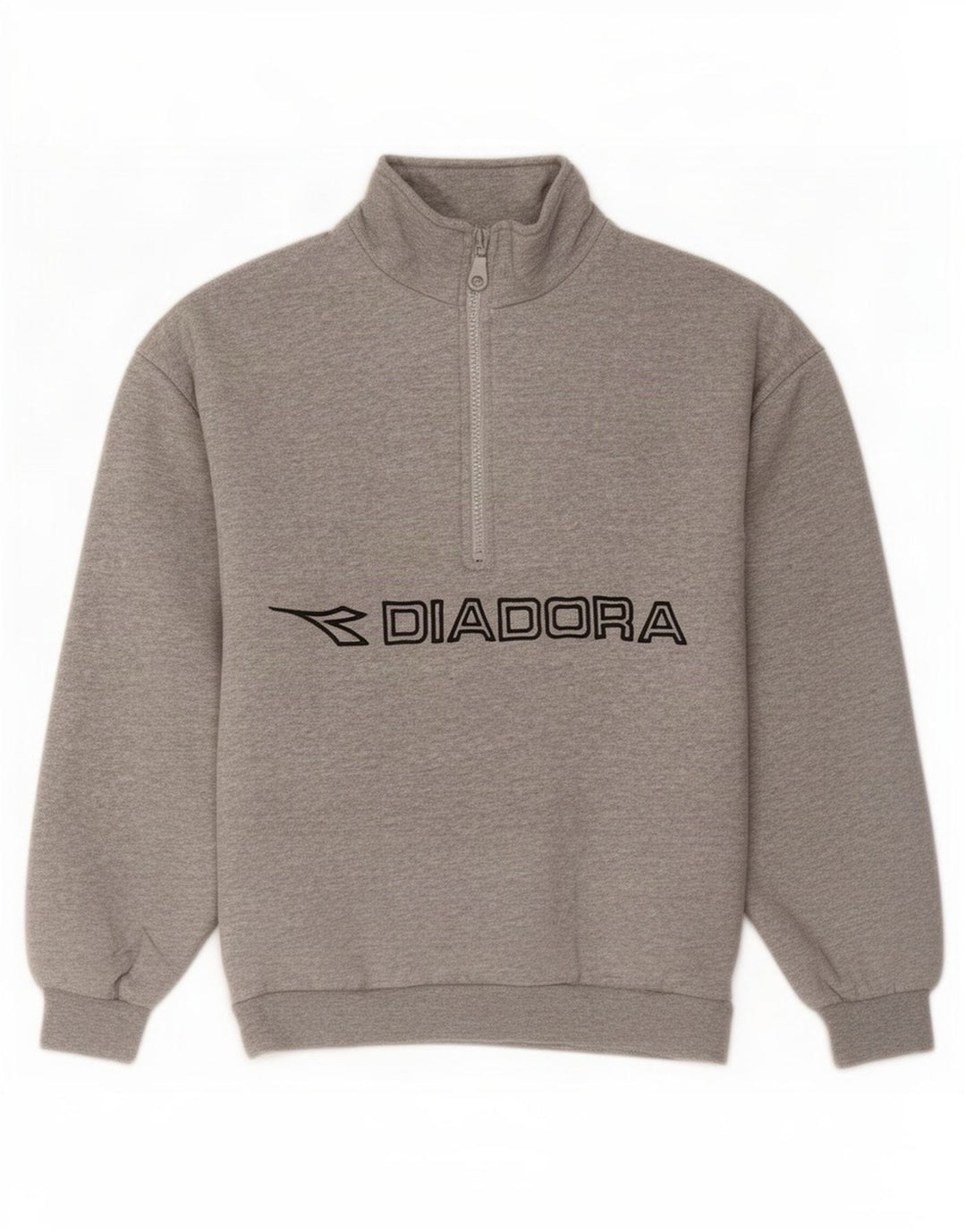 Felpa Diadora da uomo con grafica con zip e collo, piccola, in cotone grigio