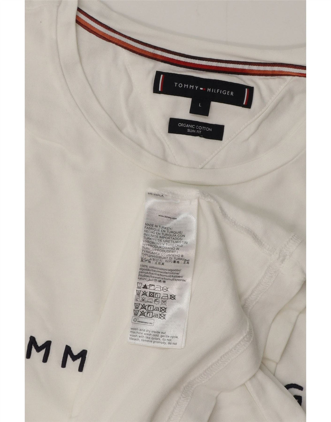 TOMMY HILFIGER T-shirt grafica da uomo slim fit Top grande in cotone bianco