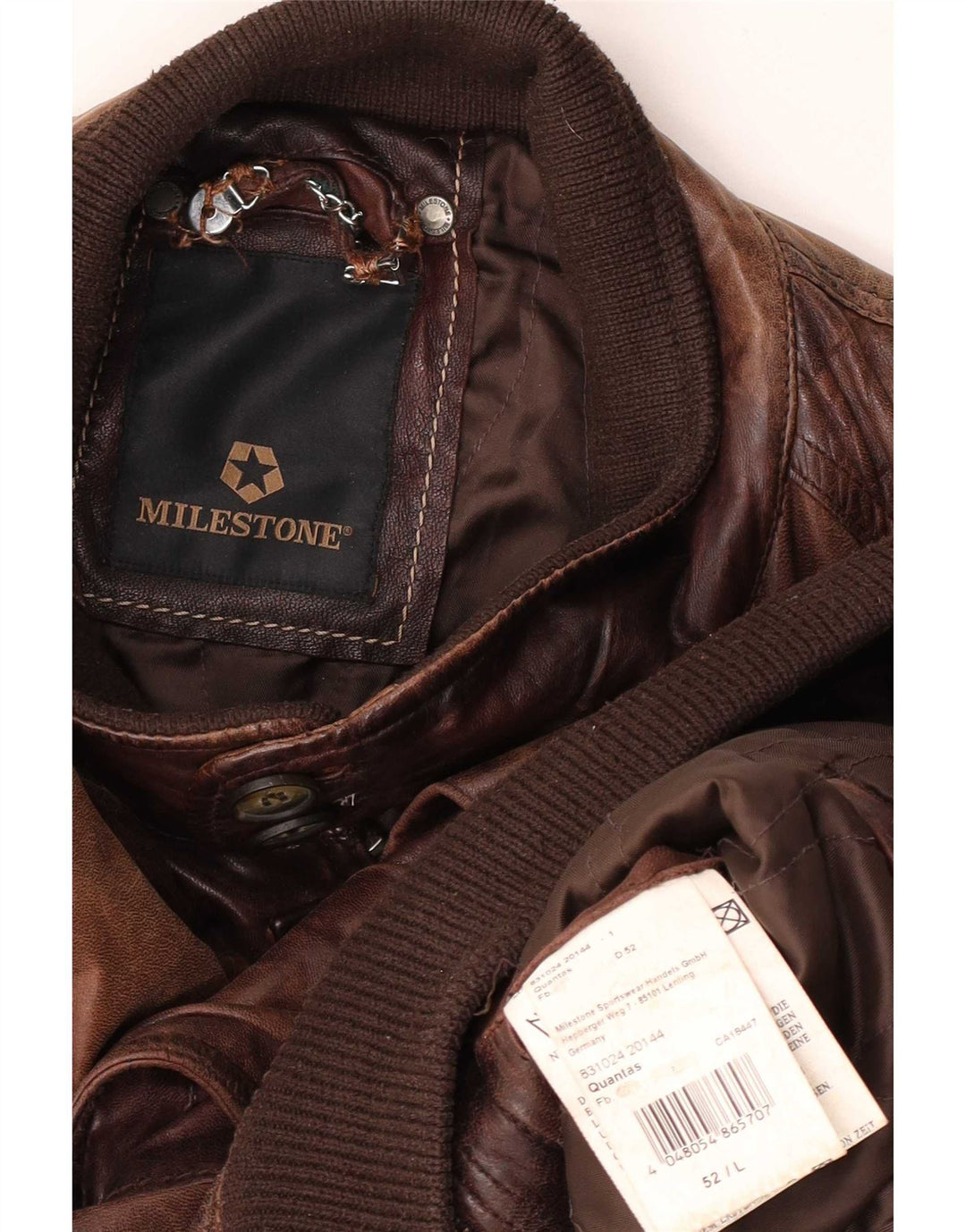 Giacca in pelle da uomo Milestone IT 52 XL Marrone