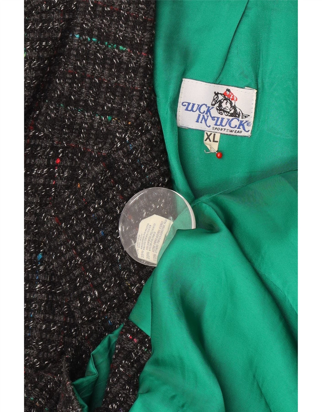 Luck in Luck Giacca blazer da uomo a 3 bottoni UK 42 XL Lana screziata grigia