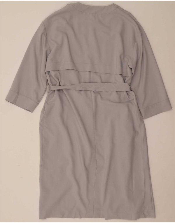 Topshop Trench oversize da donna con maniche a 3/4 UK 10 piccolo poliestere grigio