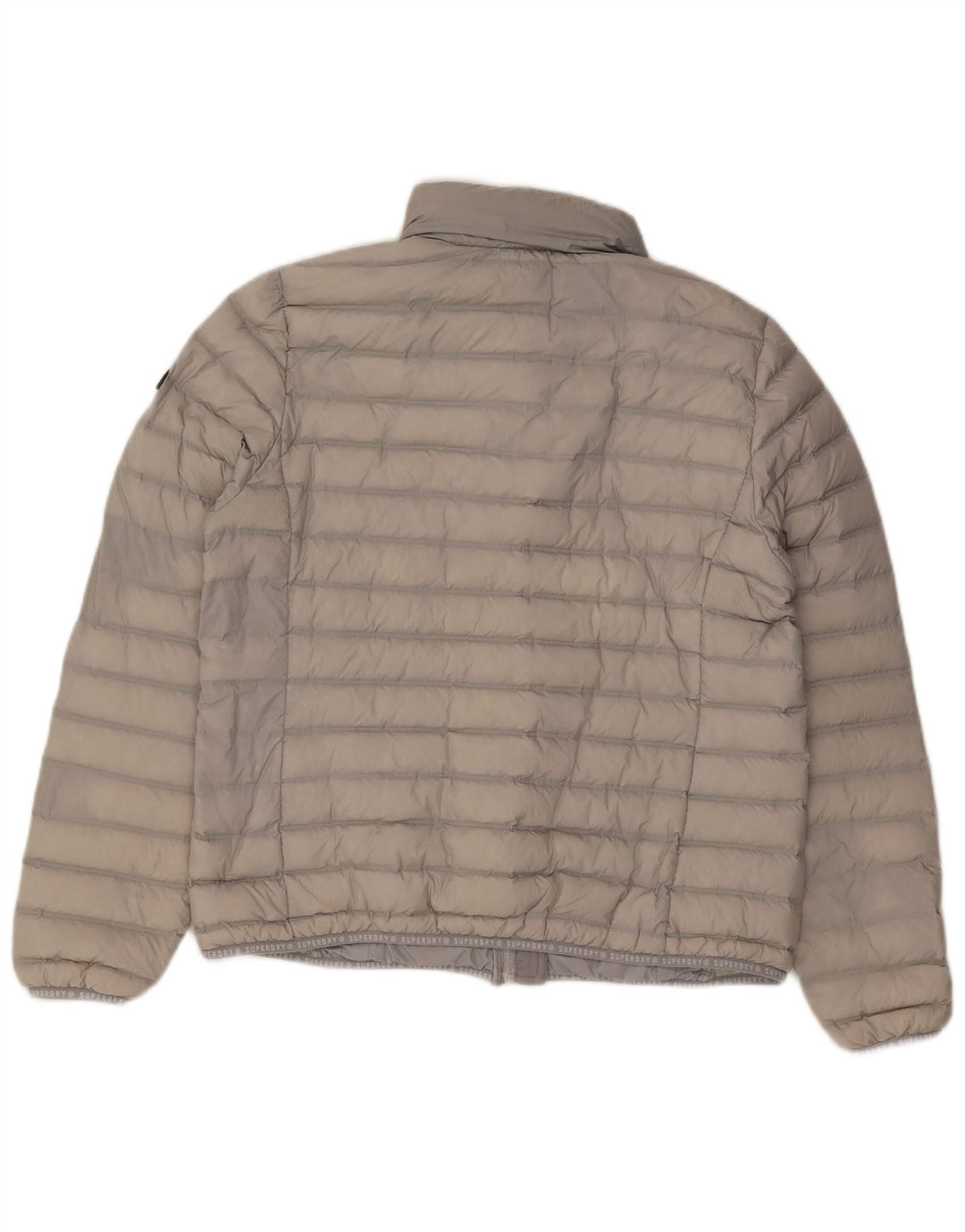 Giacca imbottita con cappuccio da donna Superdry UK 16 grande nylon grigio