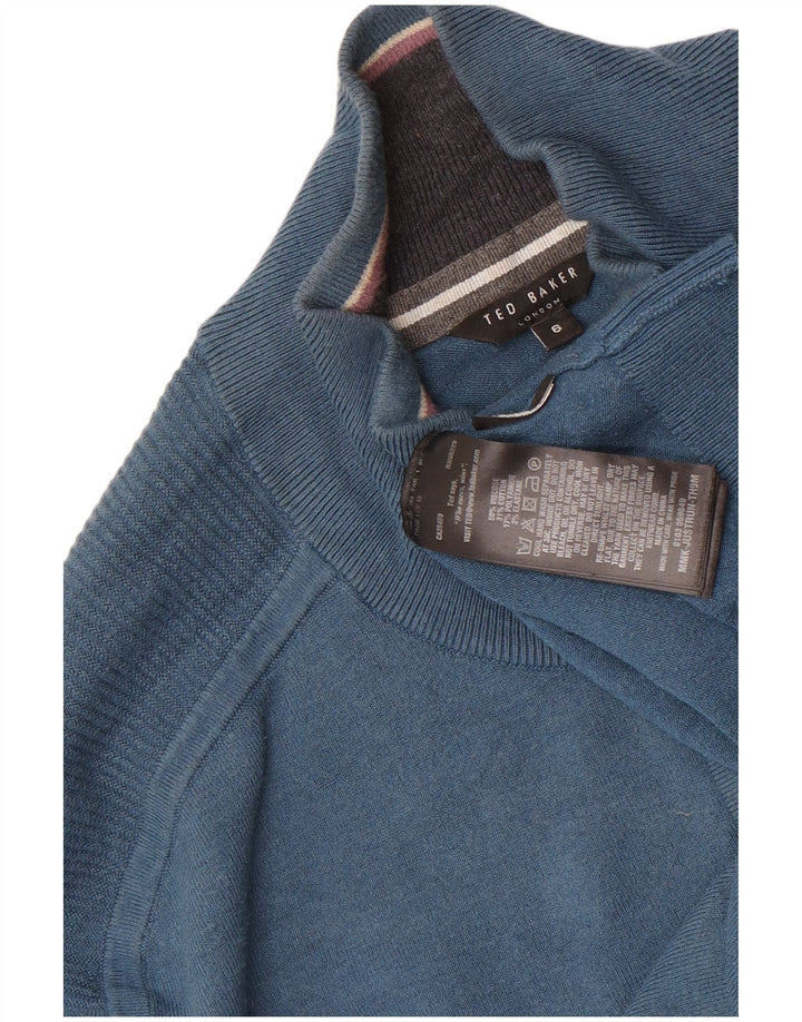 Maglione da uomo con collo con zip Ted Baker taglia 6 2XL viscosa blu
