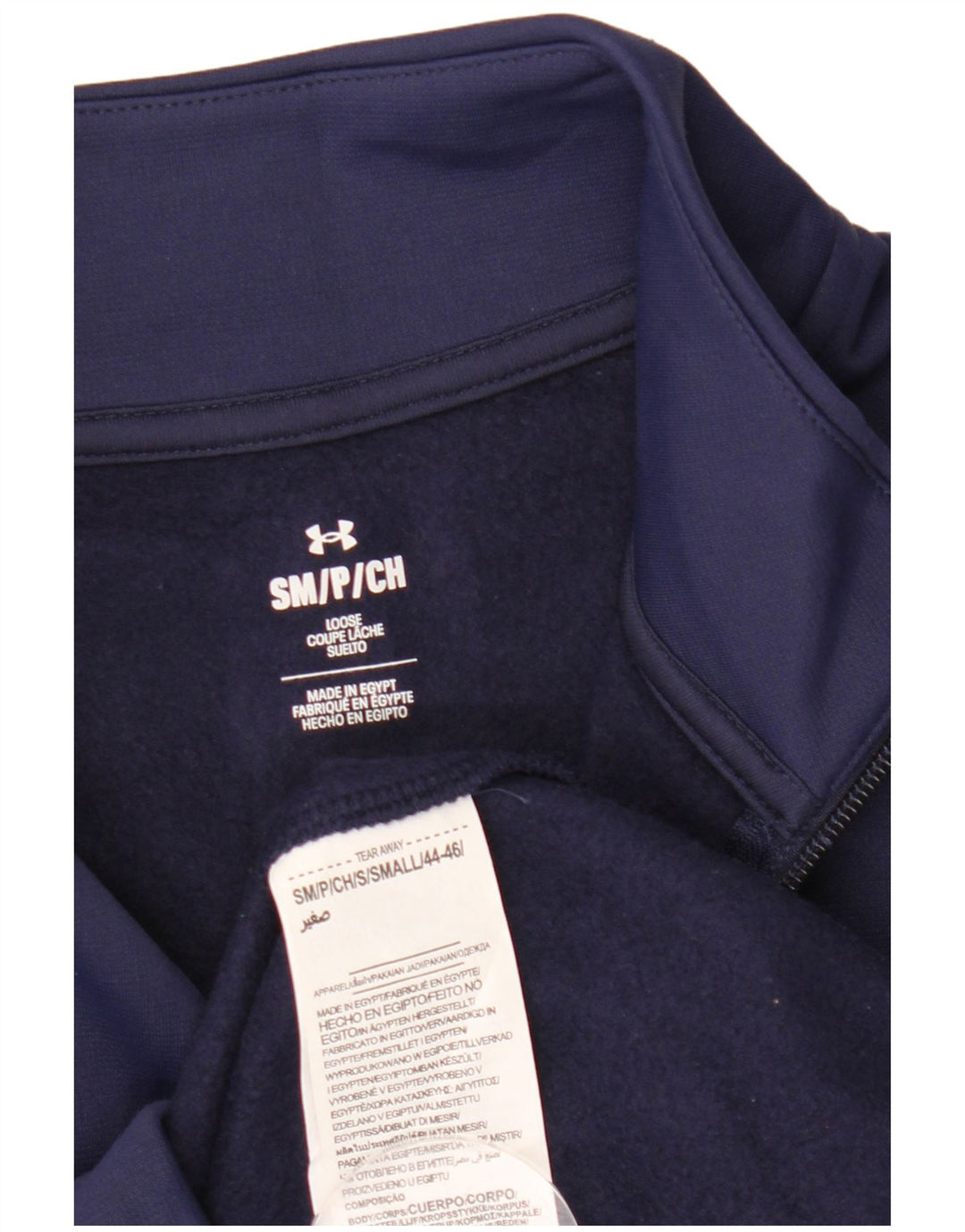 Felpa da uomo Under Armour con collo con zip, maglione piccolo in poliestere blu navy