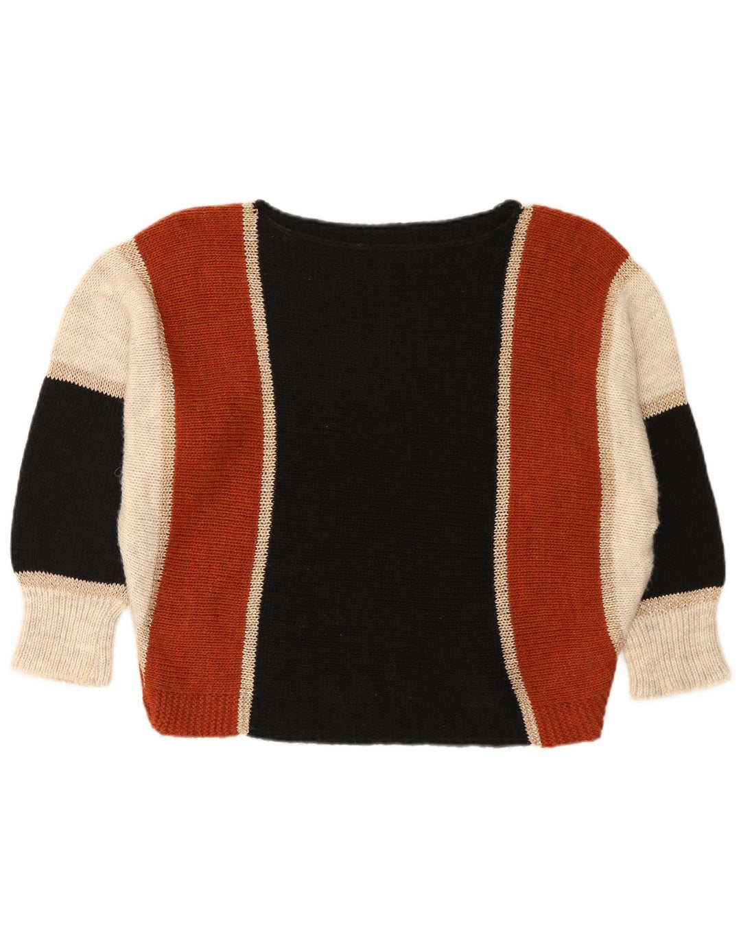 Maglione maglione vintage da donna con scollo a barca UK 16 grande multicolore